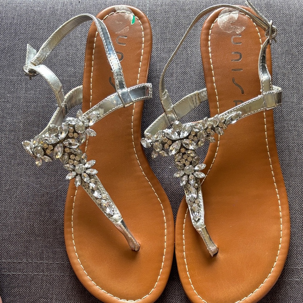 Unisa Crystal and Leather Sandals